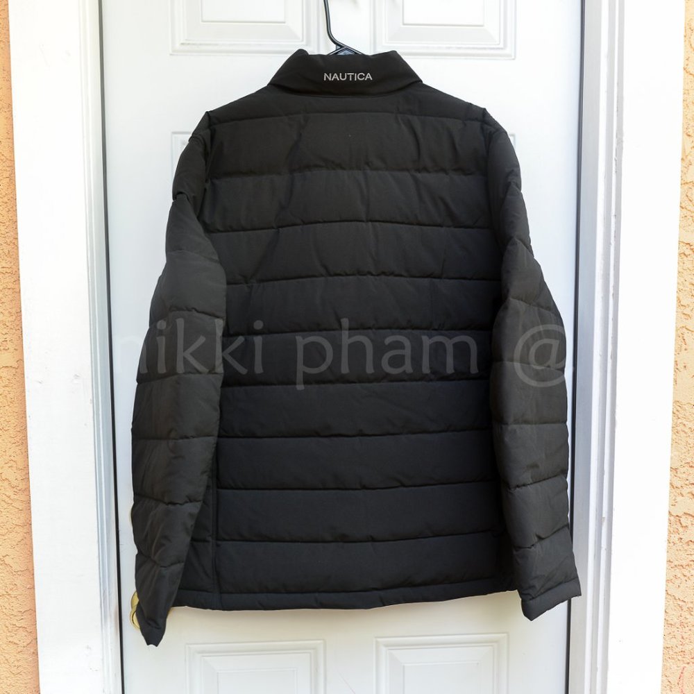 NWT Nautica Men's Puffer Bomber Jacket IN BLACK - Picture 3 of 6